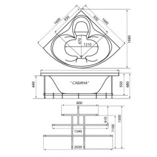 Акриловая ванна Triton Сабина 160x160 с каркасом